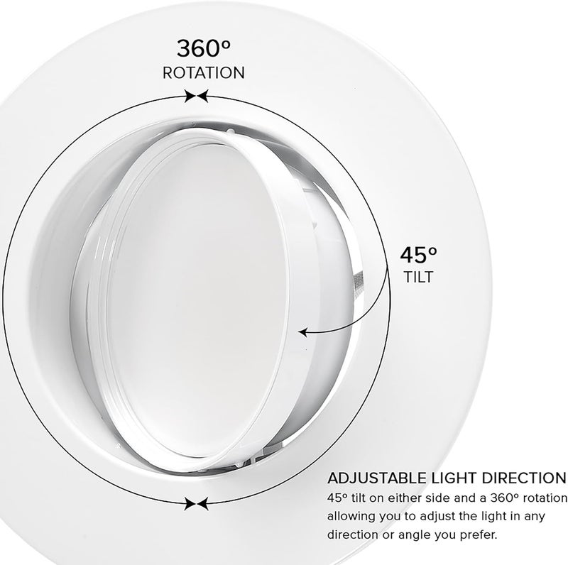 Maxxima 5" and 6" Rotatable LED Retrofit Downlight Gimbal - 1200 Lumens, 11 Watts, Dimmable, 5 CCT 2700K/3000K/3500K/4000K/5000K, Recessed Ceiling Light Fixture, Ideal for Kitchens and Dining Rooms - Image 3